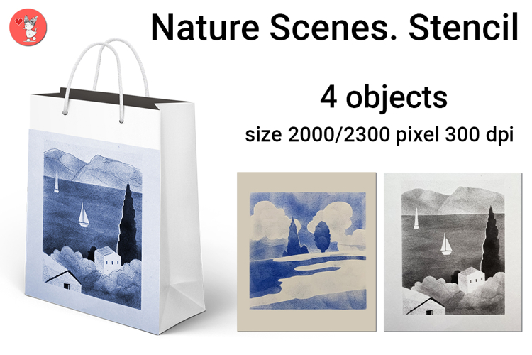 Nature Scenes. Stencil