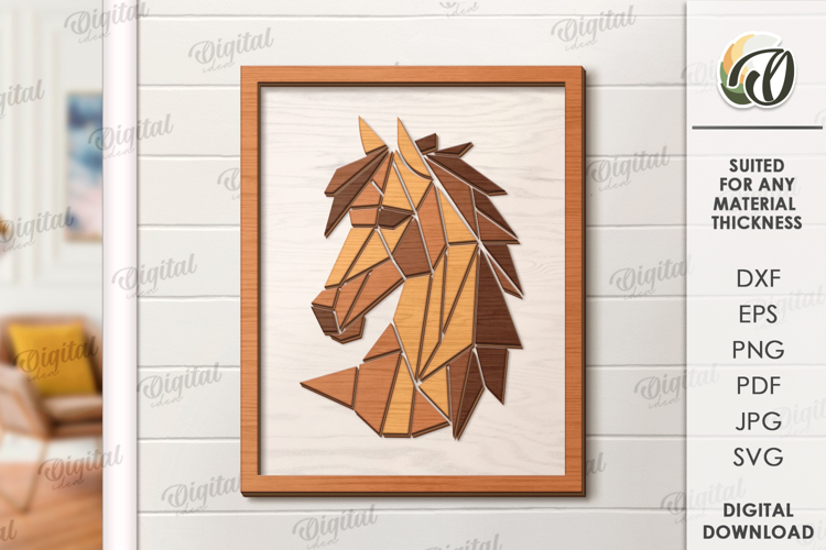Nature wall art decor Laser Cut. Horse SVG
