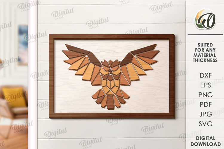 Nature wall art decor Laser Cut. Owl SVG