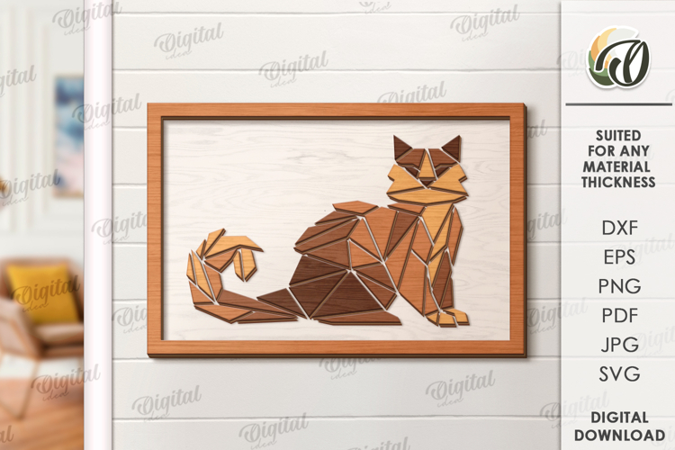 Nature wall art decor Laser Cut. Cat SVG