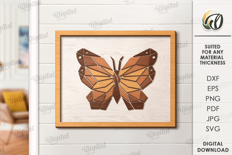 Nature wall art decor Laser Cut. Butterfly SVG