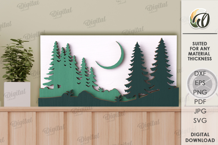 Nature wall decor Laser Cut. Forest SVG example image 1