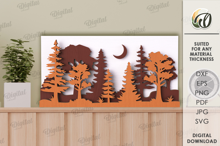 Nature wall decor Laser Cut. Nature scene SVG example image 1