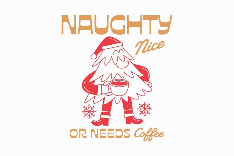 Naughty Nice or Needs Coffee Christmas T-shirt