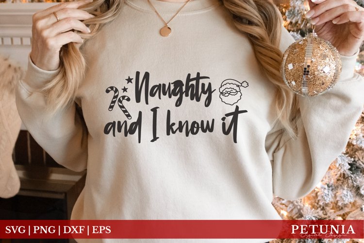 Naughty And I Know It | Funny Christmas Shirt SVG