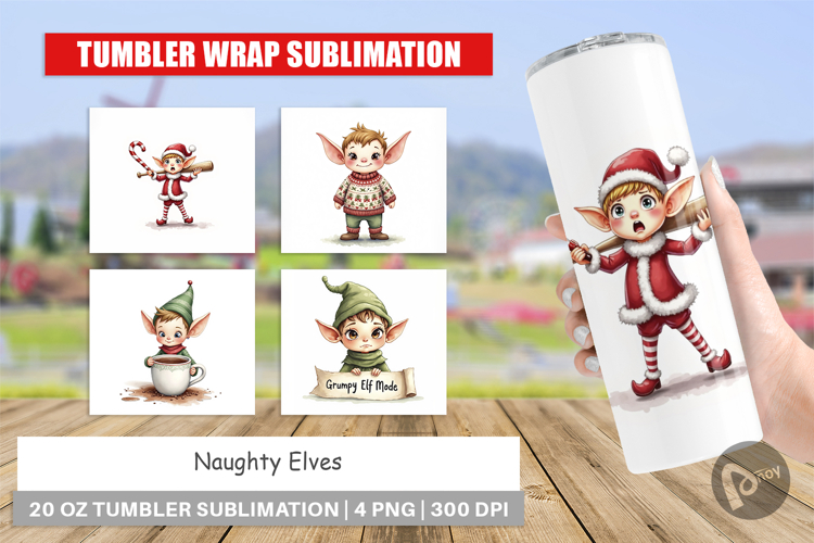 Tumbler Watercolor Naughty Elves