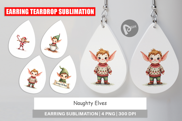 Earring Watercolor Naughty Elves