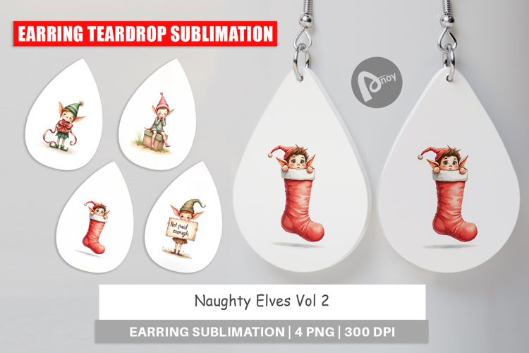 Earring Watercolor Naughty Elves