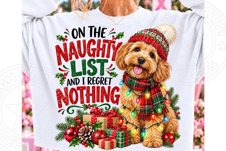 Naughty List Dog Christmas PNG, Funny Ch example image 1