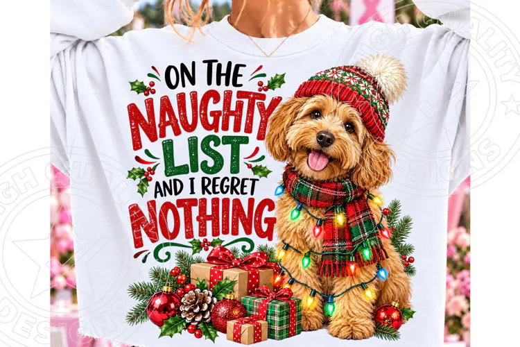 Naughty List Dog Christmas PNG, Funny Ch