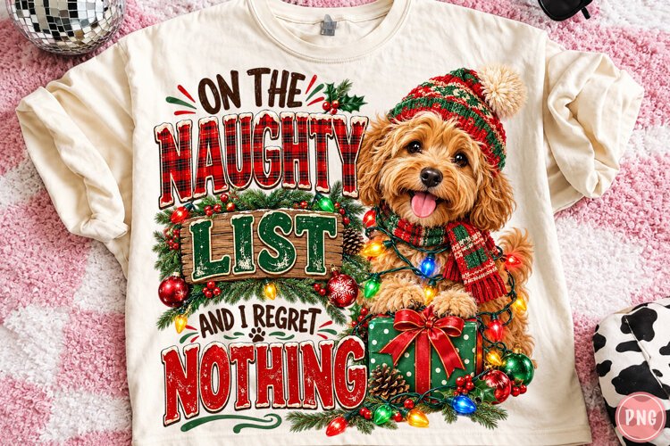 Naughty List Dog Christmas PNG, Funny Png example image 1