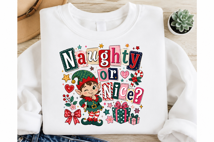 Naughty or Nice Christmas Elf Art