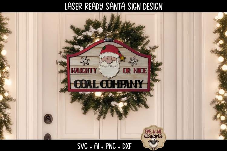 Naughty Nice Coal Co Sign Laser Ready SVG | Santa Laser SVG example image 1