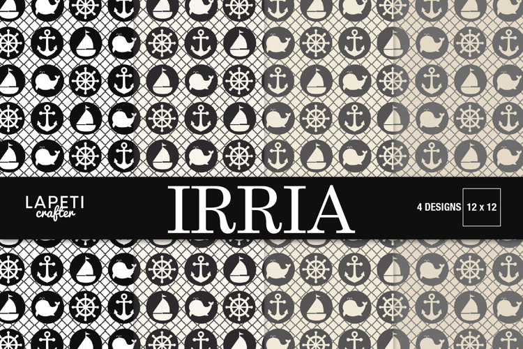 Nautical Digital Paper, Anchor Sailboat Scrapbook Paper