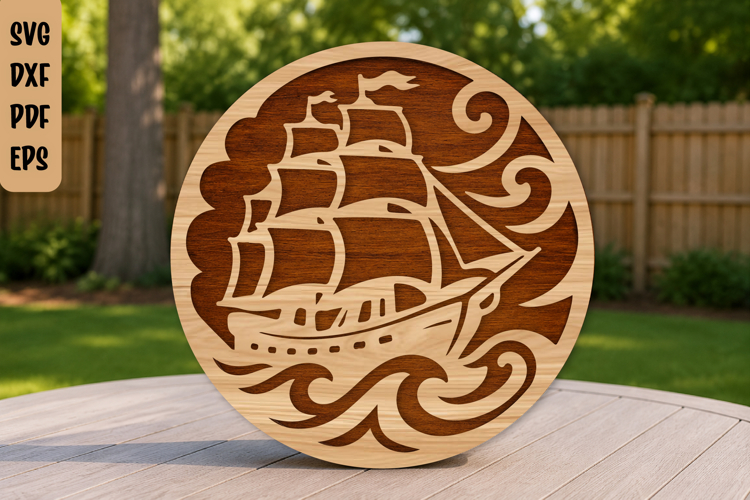 Nautical Ship Laser Cut File | Sailing Ship Wall Art SVG