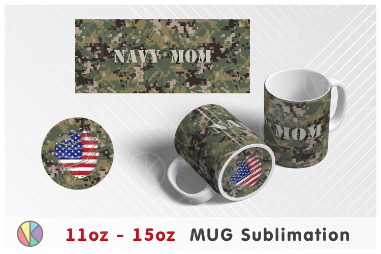 Camouflage Pattern - 11oz-15oz Mug and Bottom Design.