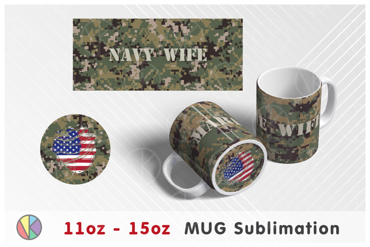Camouflage Pattern - 11oz-15oz Mug and Bottom Design.