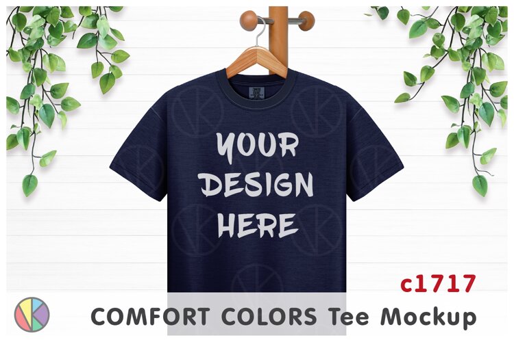 Navy Comfort Colors 1717 T-Shirt Mockup.