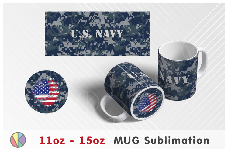 Camouflage Pattern - 11oz-15oz Mug and Bottom Design.