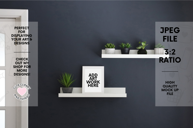 A5 White Frame Mock Up | Styled Frame Photo Dark Blue Wall
