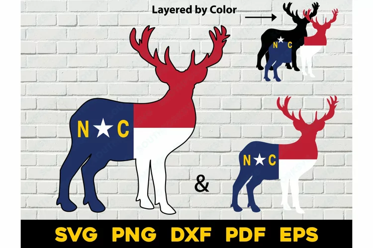 North Carolina State Flag Buck Design SVG PNG DXF EPS PDF