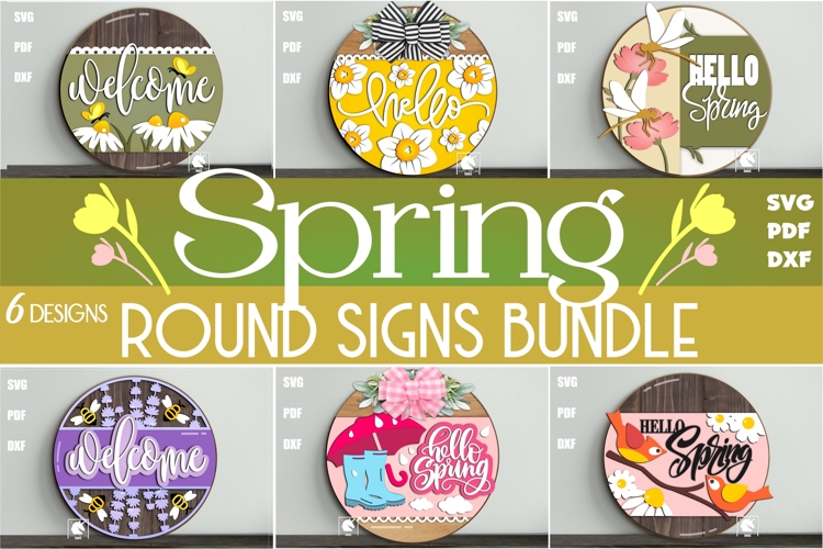 Spring Welcome Signs Bundle SVG | Spring Wooden Door Hangers