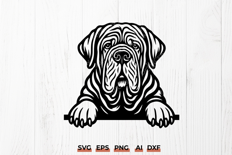 Neapolitan Mastiff Peeking Dog SVG | Mastiff Head Cut File