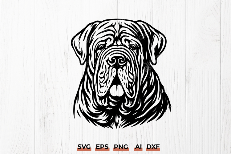 Neapolitan Mastiff Head SVG | Mastino Napoletano Portrait