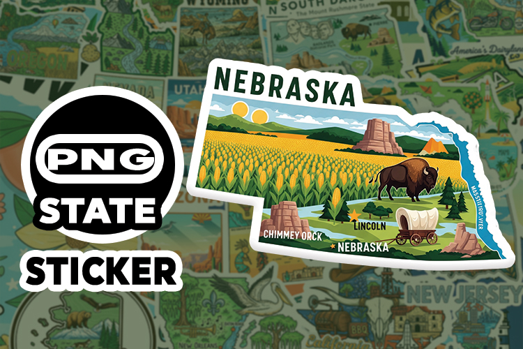 Nebraska Sticker PNG SVG | State Outline Decal File