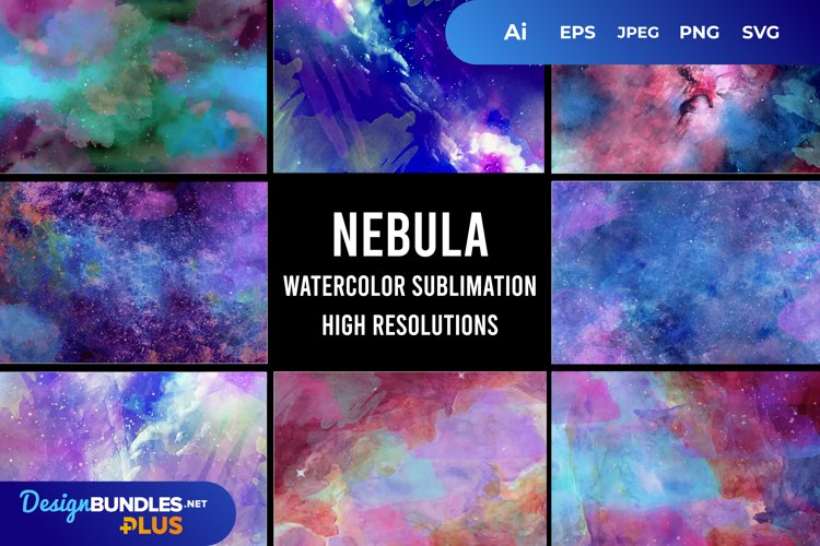 Nebula Watercolor Background Digital Paper example image 1