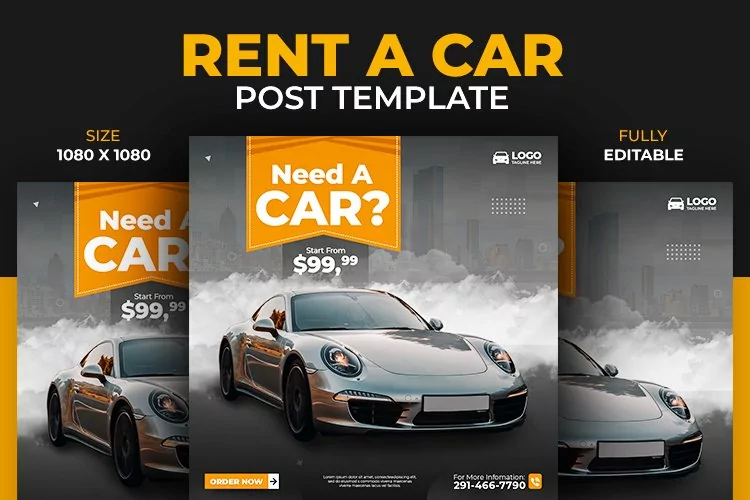 Need a Car Instagram or Facebook Post Banner Design Template