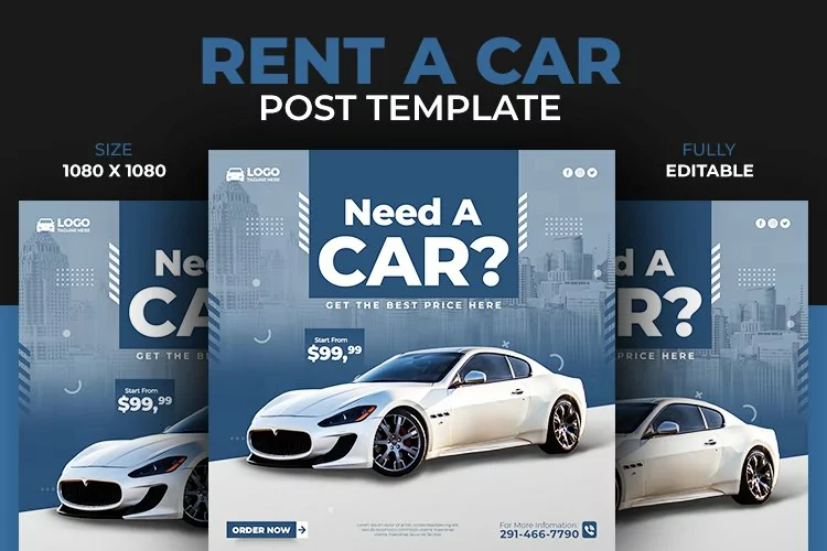 Need a Car Social Media Post Banner Design Template