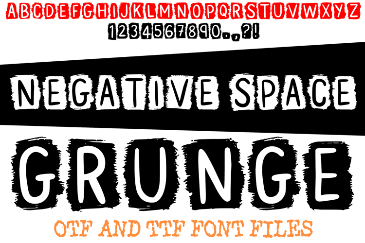 Negative Space Grunge Lettering ABC Font Typeface Alphabet