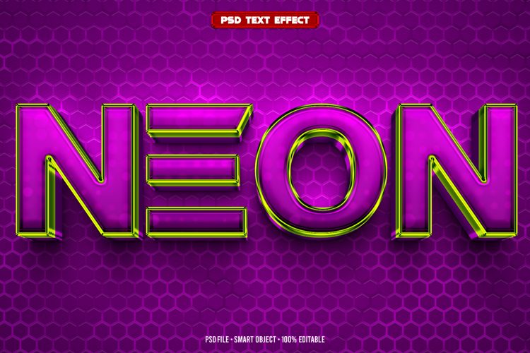 Neon 3D editable text effect