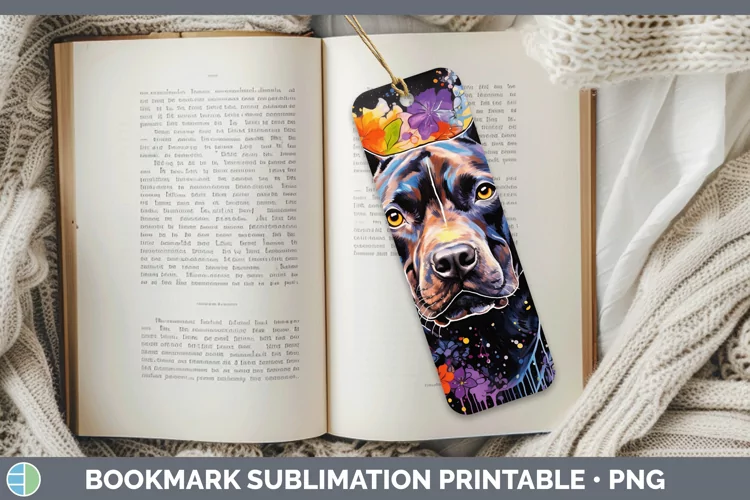 Neon American Staffordshire Bookmark Sublimation Printable D