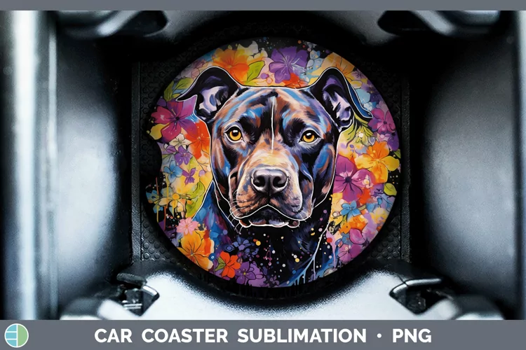 Neon American Staffordshire Car Coaster Sublimation Coaster