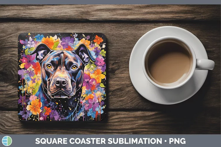 Neon American Staffordshire Square Coaster Sublimation Coast