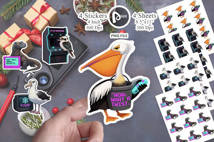 Neon Arcade Eye-Roll Aviary Sticker