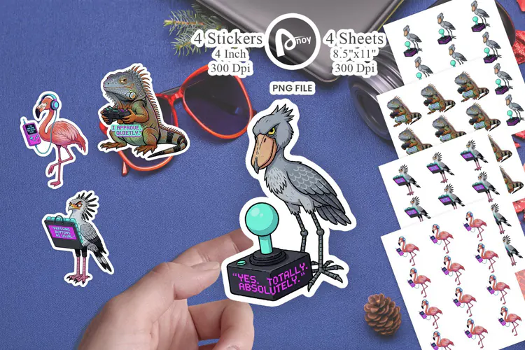 Neon Arcade Eye-Roll Aviary Sticker