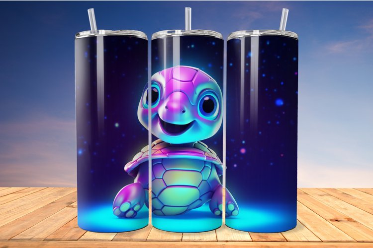 Neon Baby Turtle 20 Oz Skinny Tumbler example image 1