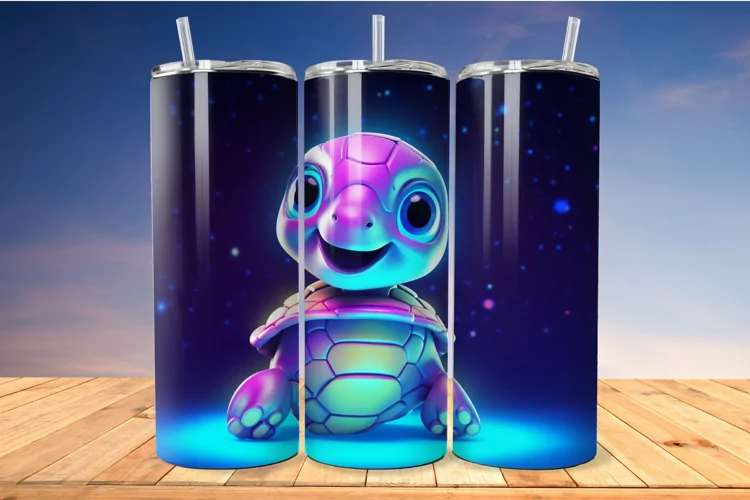 Neon Baby Turtle 20 Oz Skinny Tumbler