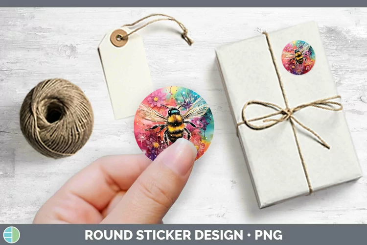 Neon Bee Stickers | Round Labels Designs