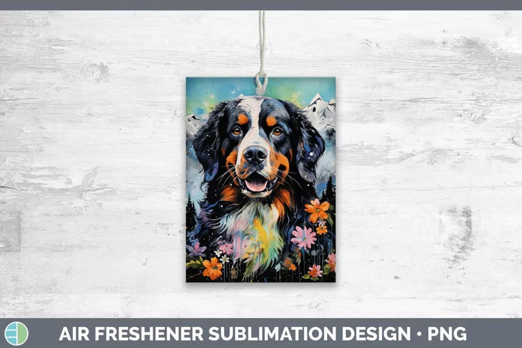 Neon Bermese Mountain Dog Air Freshener Sublimation Car Fres