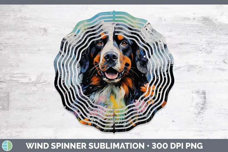 Neon Bermese Mountain Dog Wind Spinner Sublimation Spinner D