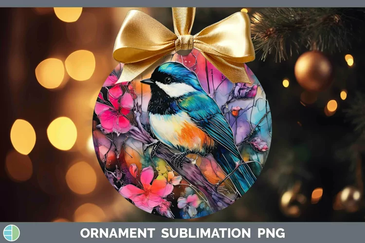 Neon Birds Chickadee Ornament Sublimation Bauble Designs