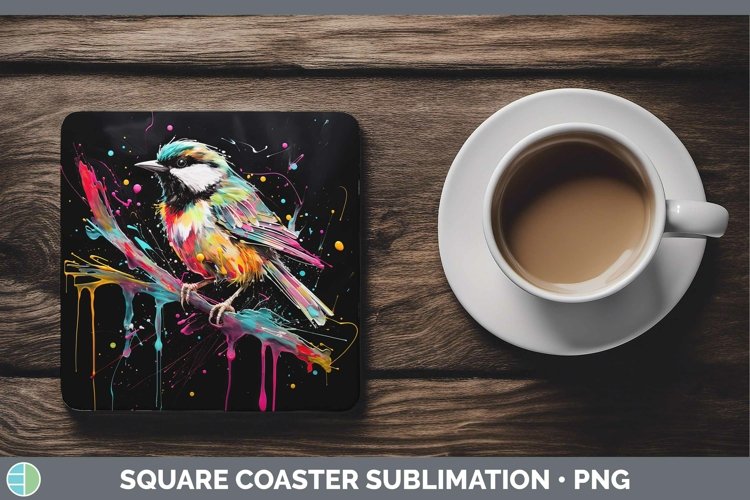 GorgeousNeon Birds Square Coaster design.