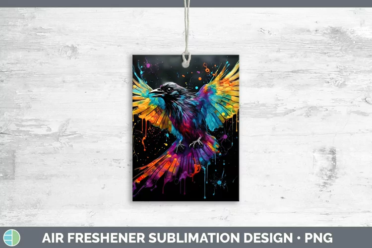 Neon Birds Crow Air Freshener Sublimation Car Freshener Desi
