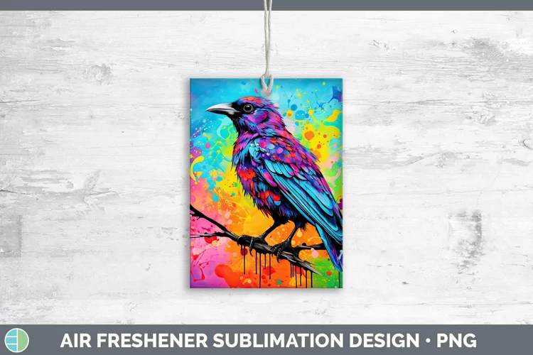 Neon Birds Crow Air Freshener Sublimation Car Freshener Desi