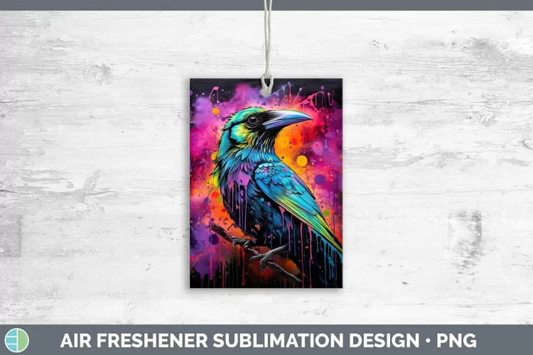Neon Birds Crow Air Freshener Sublimation Car Freshener Desi