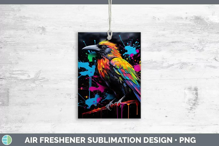 Neon Birds Crow Air Freshener Sublimation Car Freshener Desi